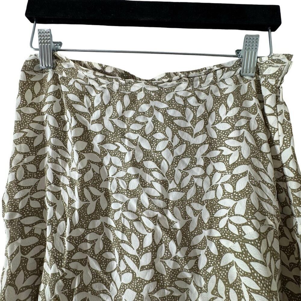 Casual Studio Midi Rayon Sage Green White Floral Side Zip Midi Skirt 90s sz S - Picture 7 of 16